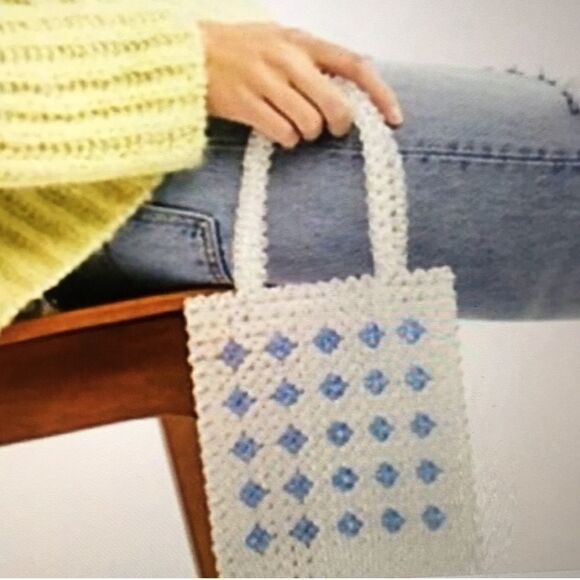 NEW FREE PEOPLE BEADED MINI TOTE CLEAR - Picture 2 of 3